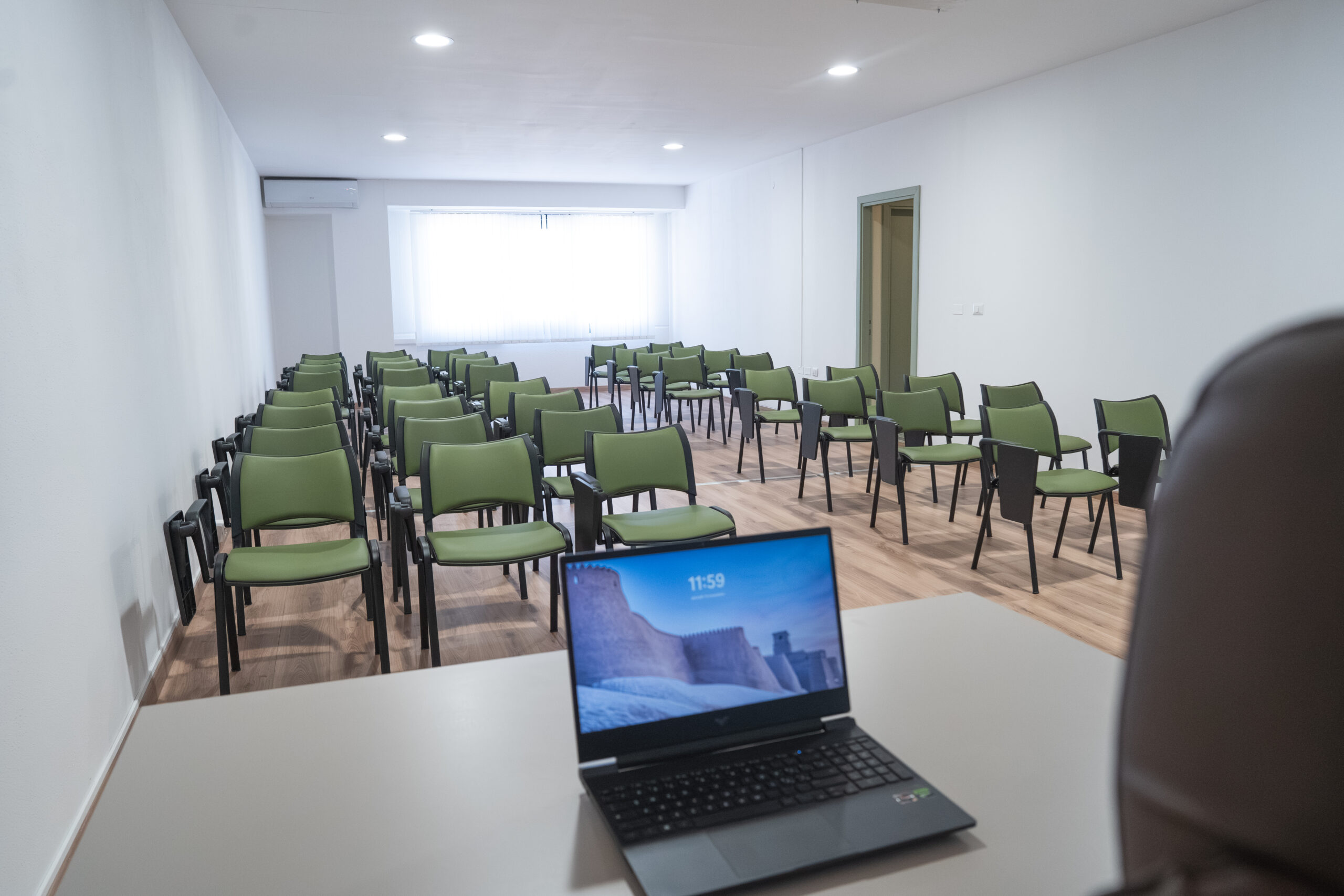 Aula grande SicurEva vista dalla postazione del docente